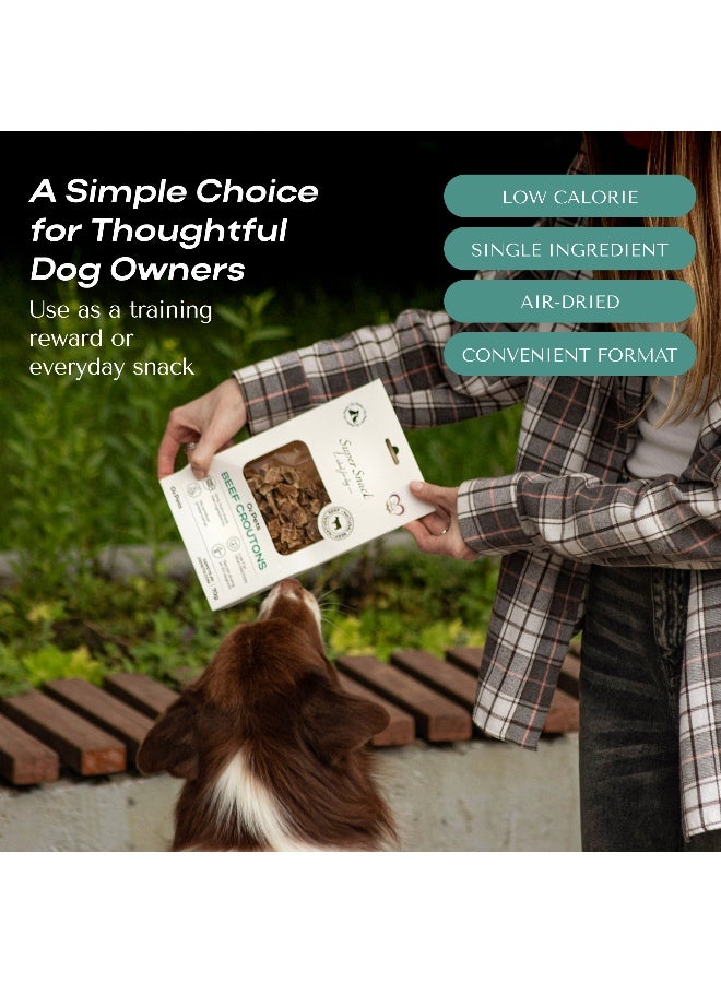 O2Pets Dog and Puppy Beef Croutons Training Treats – 100% Beef Udder Natural Bite-Sized Rewards – High-Value Single Ingredient Snack for Picky Eaters, Joint & Skin Care Dog Treats 70g - Image 5